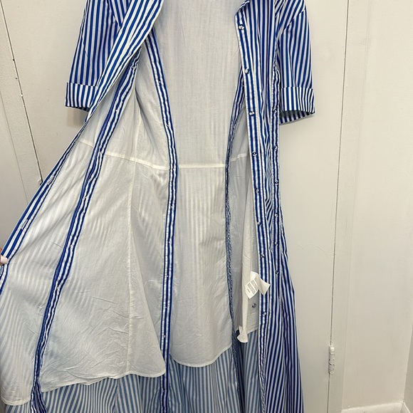 Nicholas striped cotton maxi summer dress blue US size 4 small - Picture 12 of 15